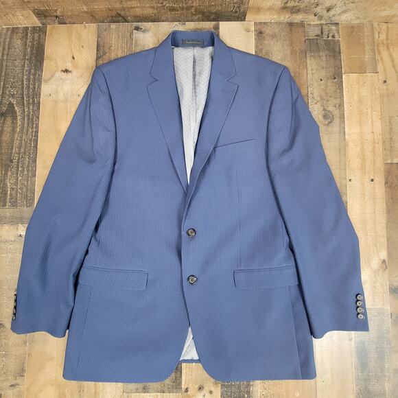 Ralph Lauren Green Label Textured Navy Mens 44L Blazer Sport Jacket Pinstripe‎ - Picture 1 of 13